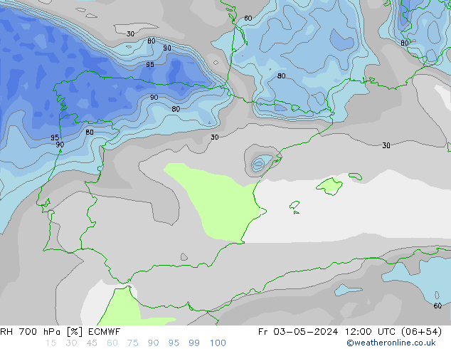 RH 700 hPa ECMWF Fr 03.05.2024 12 UTC