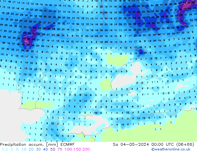 Totale neerslag ECMWF za 04.05.2024 00 UTC