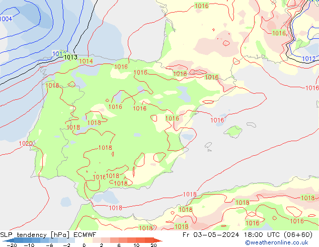 SLP tendency ECMWF Fr 03.05.2024 18 UTC