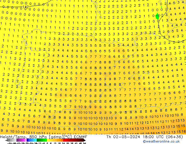 Z500/Rain (+SLP)/Z850 ECMWF gio 02.05.2024 18 UTC