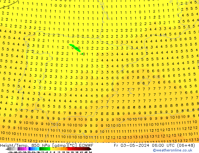 Z500/Yağmur (+YB)/Z850 ECMWF Cu 03.05.2024 06 UTC