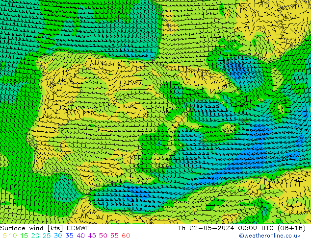 Wind 10 m ECMWF do 02.05.2024 00 UTC