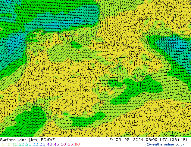 Surface wind ECMWF Fr 03.05.2024 06 UTC