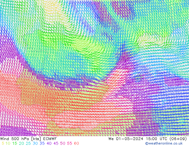 Wind 500 hPa ECMWF We 01.05.2024 15 UTC