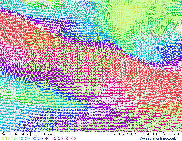 Vent 500 hPa ECMWF jeu 02.05.2024 18 UTC