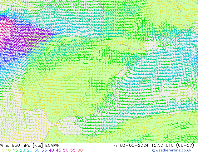 Wind 850 hPa ECMWF Fr 03.05.2024 15 UTC