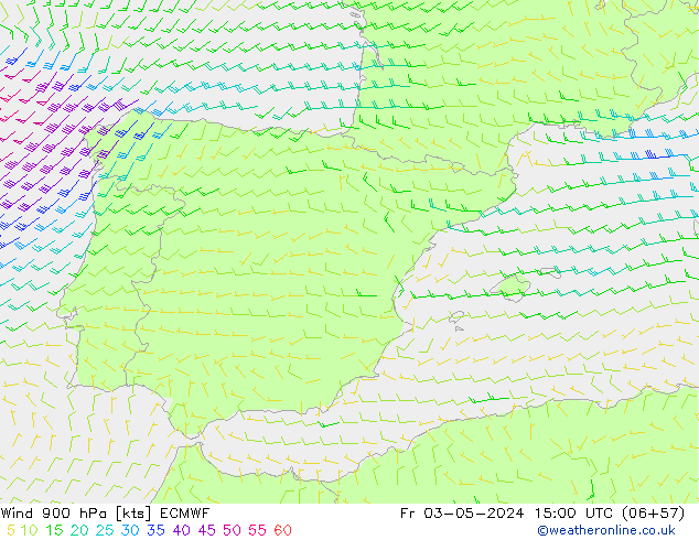 Vento 900 hPa ECMWF Sex 03.05.2024 15 UTC