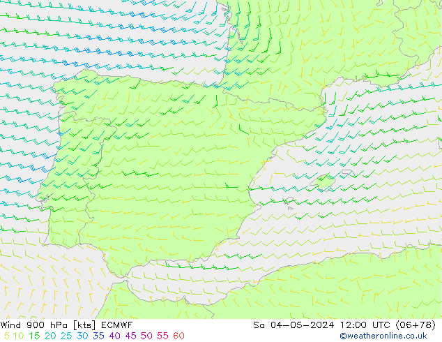 Wind 900 hPa ECMWF Sa 04.05.2024 12 UTC