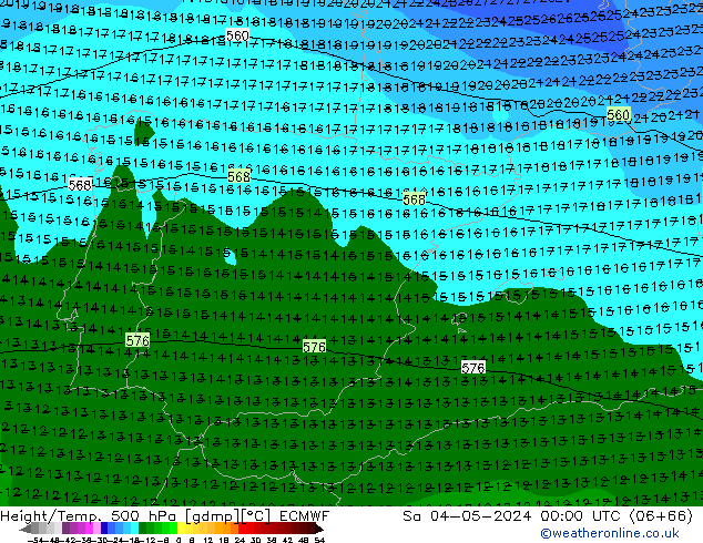 Z500/Rain (+SLP)/Z850 ECMWF sab 04.05.2024 00 UTC