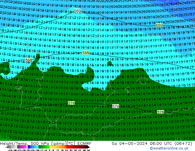 Z500/Rain (+SLP)/Z850 ECMWF Sa 04.05.2024 06 UTC