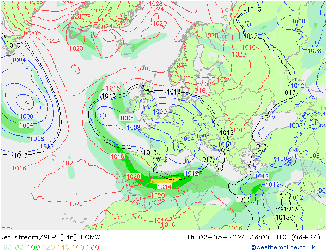 Polarjet/Bodendruck ECMWF Do 02.05.2024 06 UTC