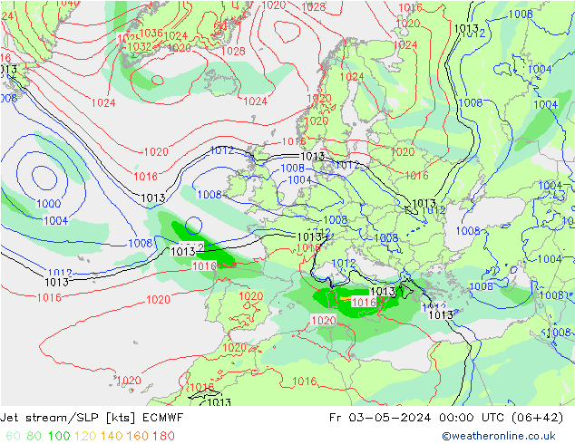 Polarjet/Bodendruck ECMWF Fr 03.05.2024 00 UTC