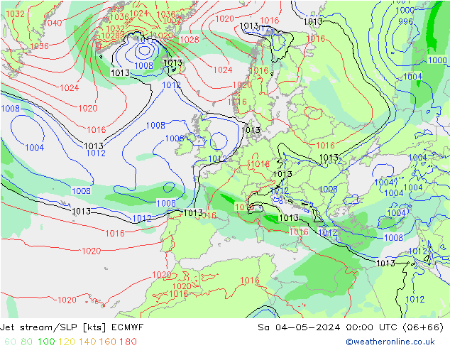 Jet stream/SLP ECMWF Sa 04.05.2024 00 UTC