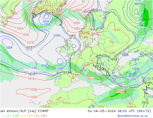 Polarjet/Bodendruck ECMWF Sa 04.05.2024 06 UTC