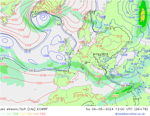 Jet Akımları/SLP ECMWF Cts 04.05.2024 12 UTC