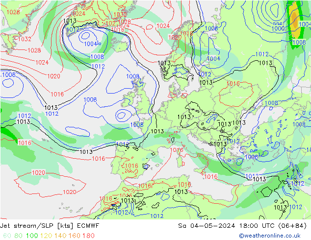 Polarjet/Bodendruck ECMWF Sa 04.05.2024 18 UTC