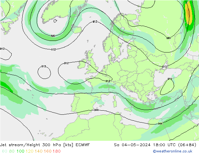 Jet stream/Height 300 hPa ECMWF Sa 04.05.2024 18 UTC