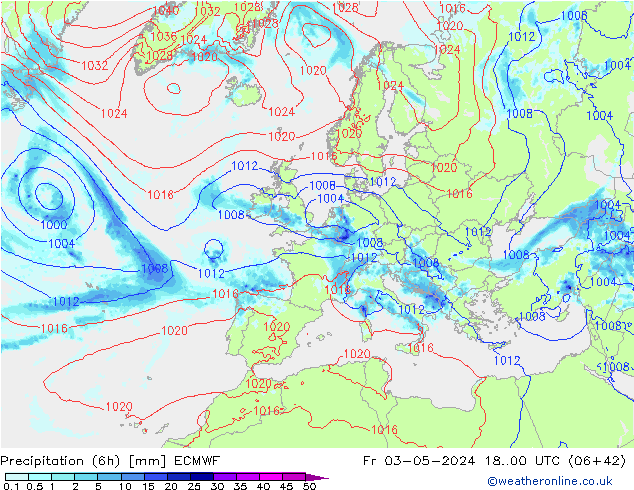 Z500/Rain (+SLP)/Z850 ECMWF Fr 03.05.2024 00 UTC