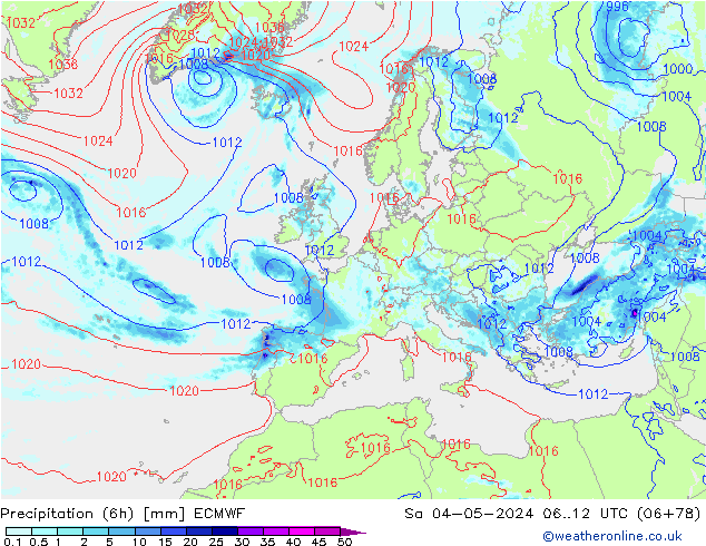 Z500/Regen(+SLP)/Z850 ECMWF za 04.05.2024 12 UTC