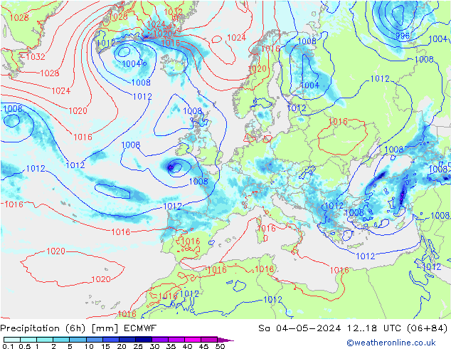 Z500/Rain (+SLP)/Z850 ECMWF so. 04.05.2024 18 UTC