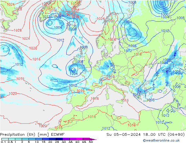 Z500/Rain (+SLP)/Z850 ECMWF nie. 05.05.2024 00 UTC