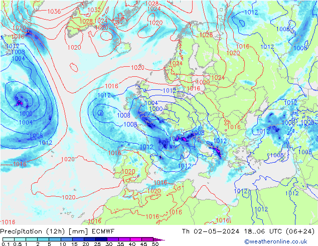 Nied. akkumuliert (12Std) ECMWF Do 02.05.2024 06 UTC