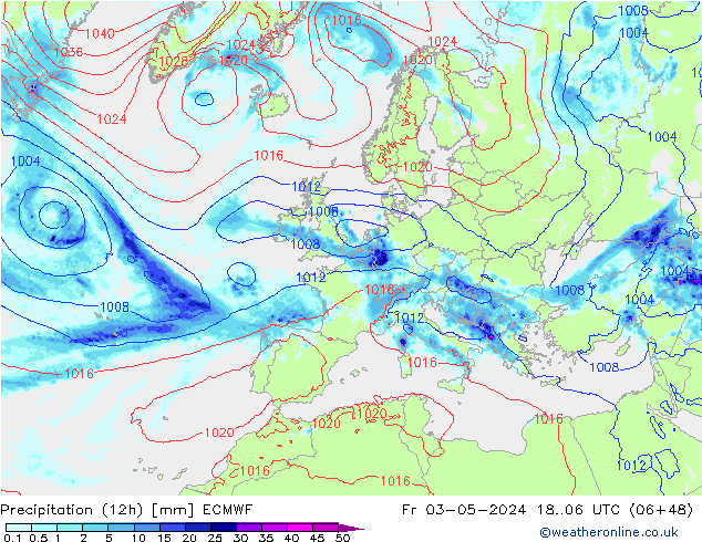 Nied. akkumuliert (12Std) ECMWF Fr 03.05.2024 06 UTC