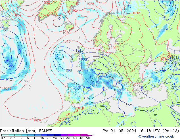 Niederschlag ECMWF Mi 01.05.2024 18 UTC
