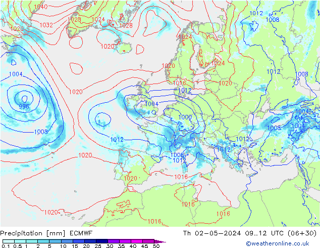 Precipitation ECMWF Th 02.05.2024 12 UTC