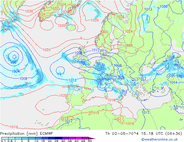 Precipitation ECMWF Th 02.05.2024 18 UTC