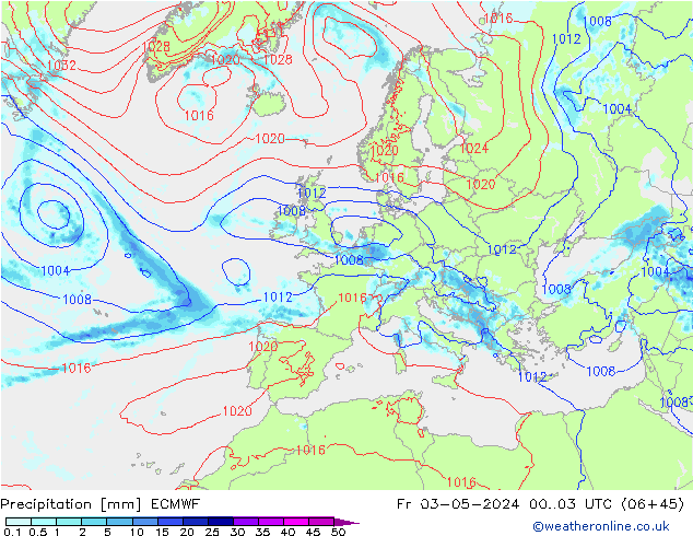 Niederschlag ECMWF Fr 03.05.2024 03 UTC