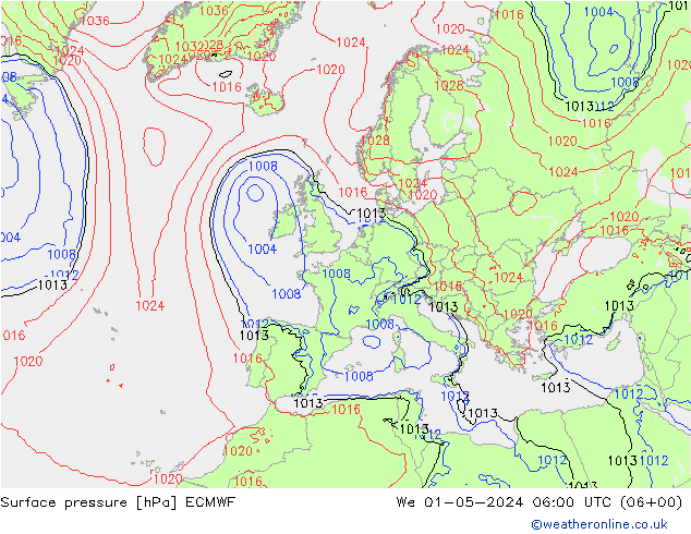 pression de l'air ECMWF mer 01.05.2024 06 UTC