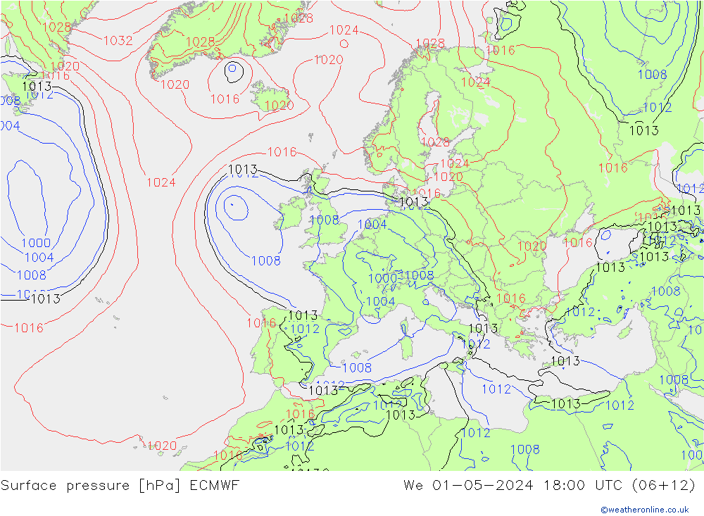 Bodendruck ECMWF Mi 01.05.2024 18 UTC
