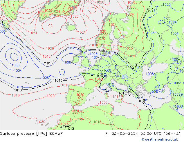 Surface pressure ECMWF Fr 03.05.2024 00 UTC