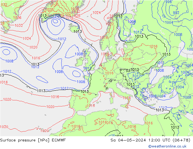 ciśnienie ECMWF so. 04.05.2024 12 UTC