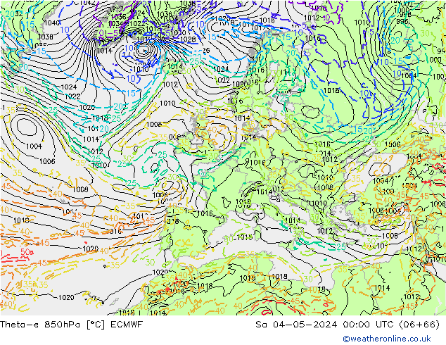 Theta-e 850hPa ECMWF Sa 04.05.2024 00 UTC