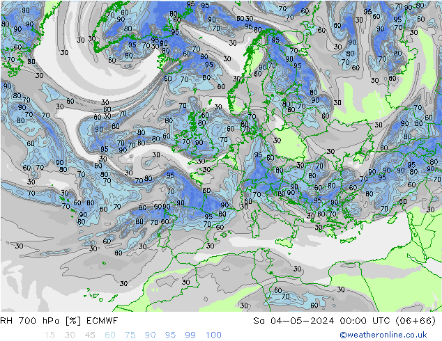 RH 700 hPa ECMWF Sa 04.05.2024 00 UTC