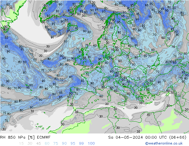 RH 850 hPa ECMWF So 04.05.2024 00 UTC