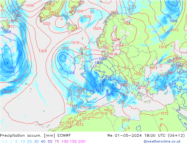 Nied. akkumuliert ECMWF Mi 01.05.2024 18 UTC