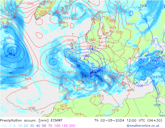 Nied. akkumuliert ECMWF Do 02.05.2024 12 UTC