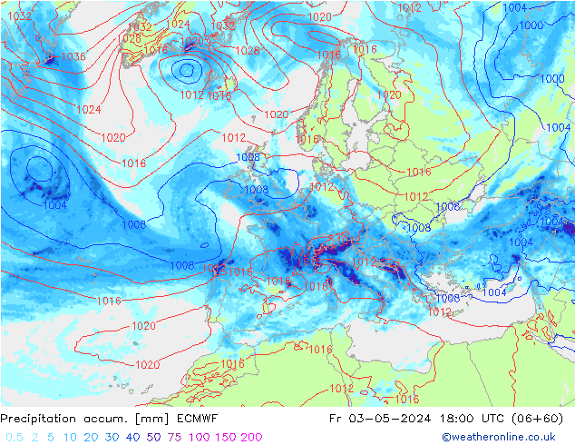 Precipitation accum. ECMWF Fr 03.05.2024 18 UTC