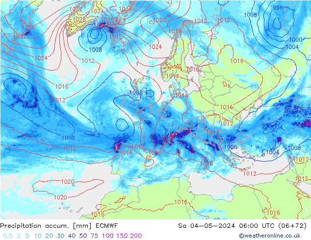 Nied. akkumuliert ECMWF Sa 04.05.2024 06 UTC