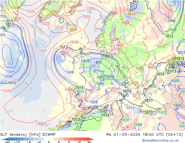 Drucktendenz ECMWF Mi 01.05.2024 18 UTC