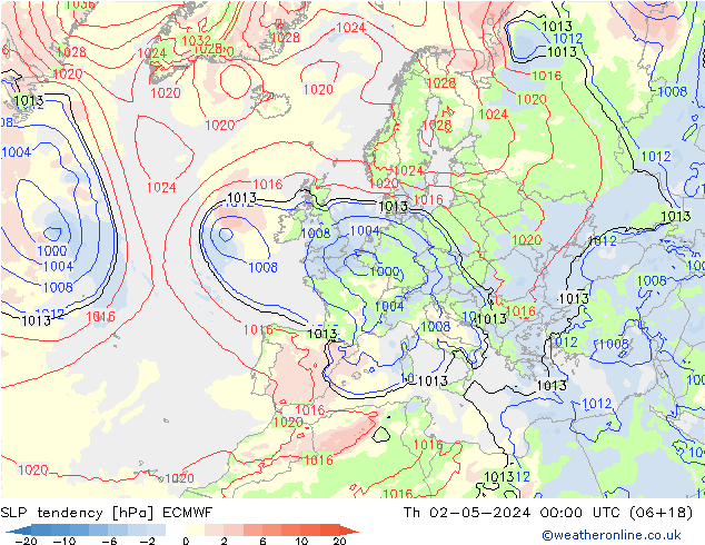 Tendenza di Pressione ECMWF gio 02.05.2024 00 UTC