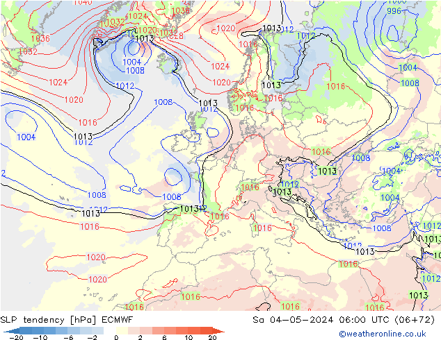 Drucktendenz ECMWF Sa 04.05.2024 06 UTC