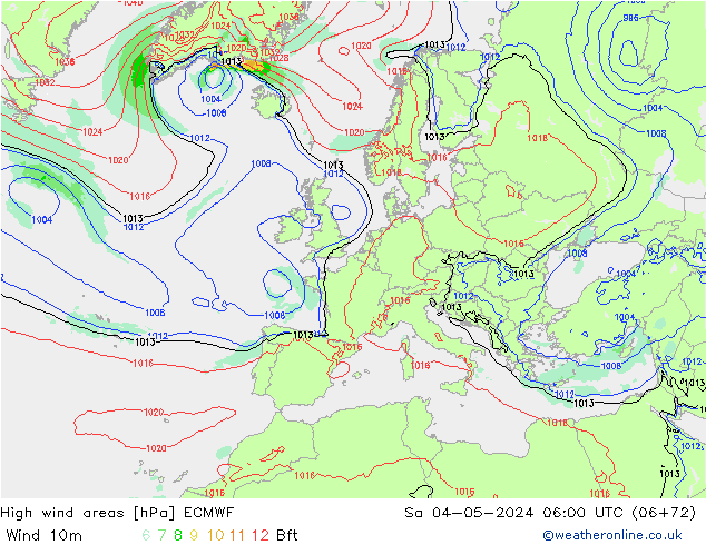 High wind areas ECMWF Sa 04.05.2024 06 UTC