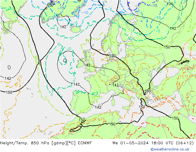 Z500/Rain (+SLP)/Z850 ECMWF Mi 01.05.2024 18 UTC