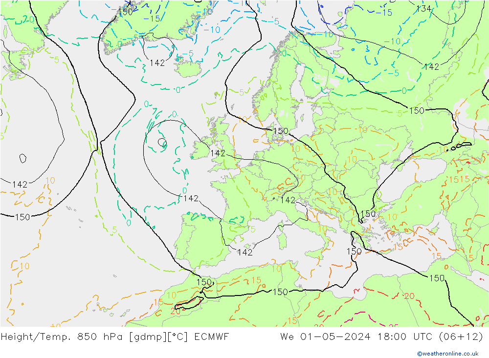 Z500/Rain (+SLP)/Z850 ECMWF Mi 01.05.2024 18 UTC