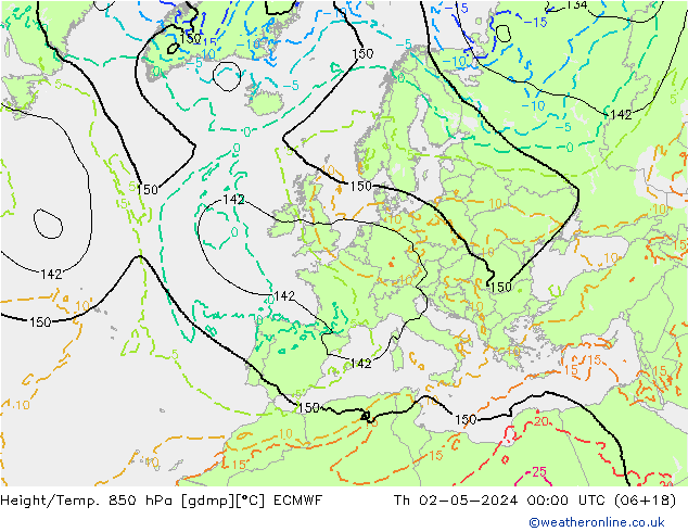 Z500/Rain (+SLP)/Z850 ECMWF Čt 02.05.2024 00 UTC