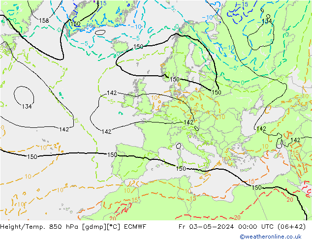Height/Temp. 850 hPa ECMWF Fr 03.05.2024 00 UTC